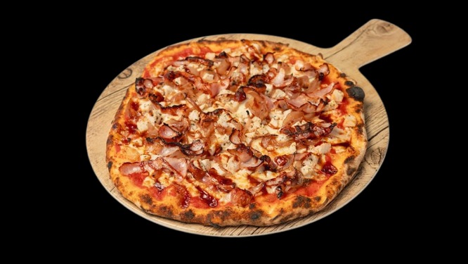 FOODURO pizza with bacon and cheese